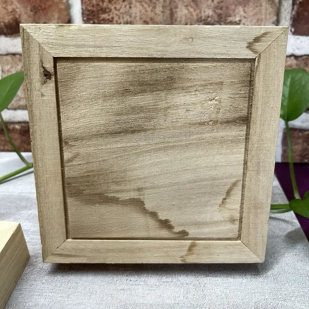 2Pcs Wooden Box Small & Medium Wood Box Unfinished Art Decor Project Storage